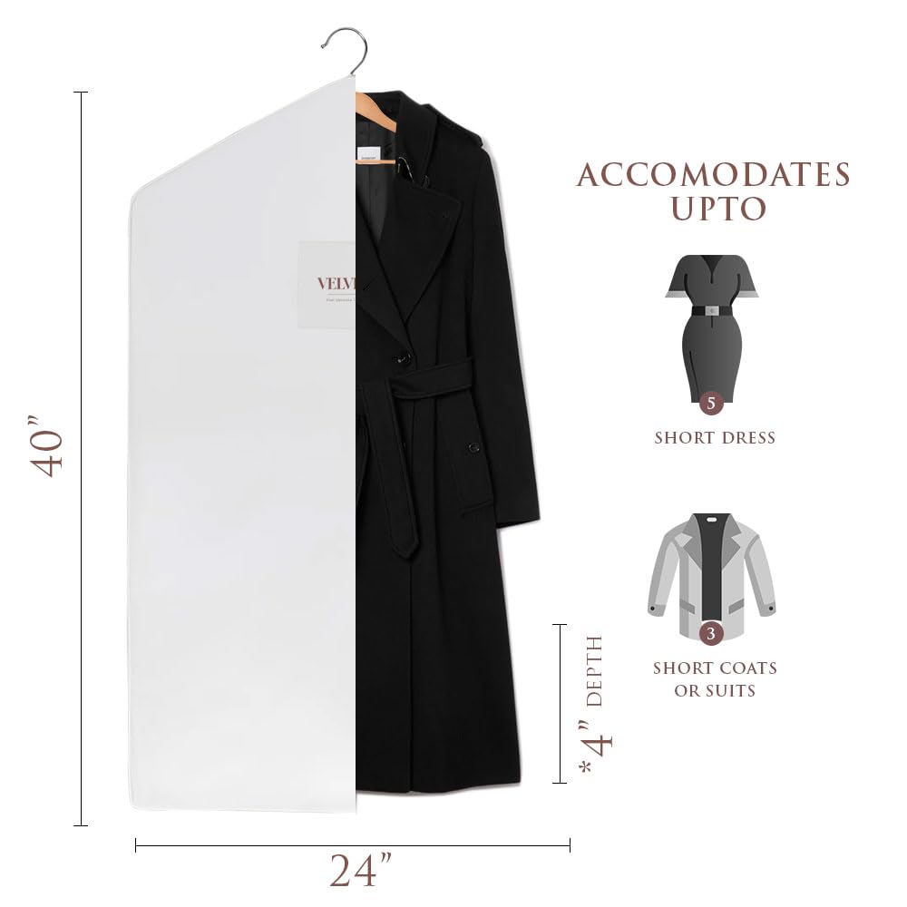 Premium 40” Cotton Garment Bag for Hanging Clothes and Storage | Breathable Hanging Garment Bag for Full- Dresses, Fur Coats, Gowns, and More - Clothing Bags for Hanging Clothes