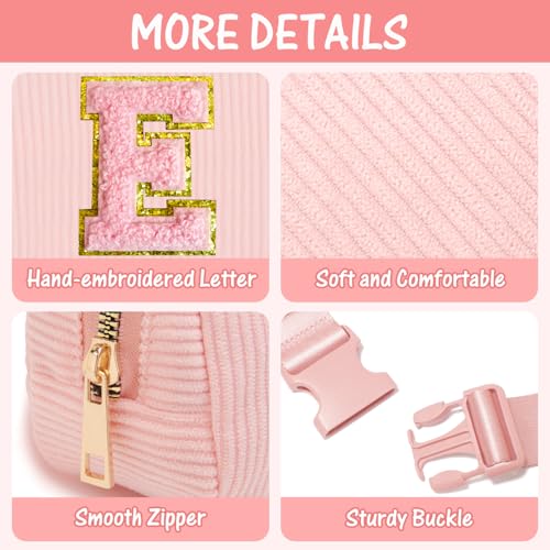 Image of Gitus Gifts for Teen & Tween Girls - Pink Women's Initial Letter Patch Fanny Pack (Light Pink-E)