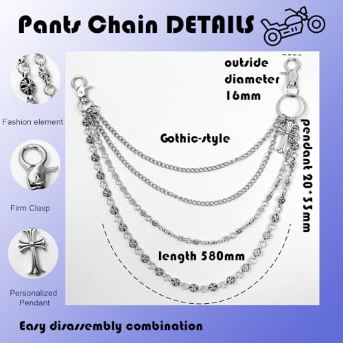 Pants Chain Wallet Chain for Men Women Trousers Pocket Belt Chains for Biker Silver Heavy Punk Rock Hip Hop Jeans Goth Accessories4