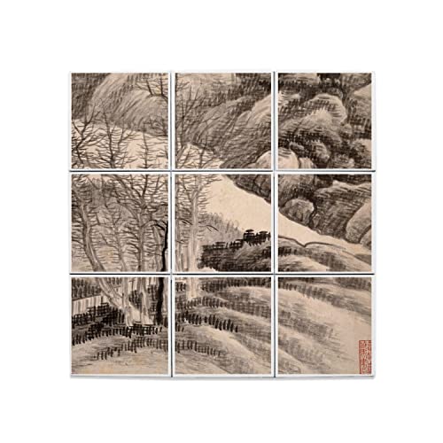 Carreaux céramique estampe japonaise pour mur blanc terne
