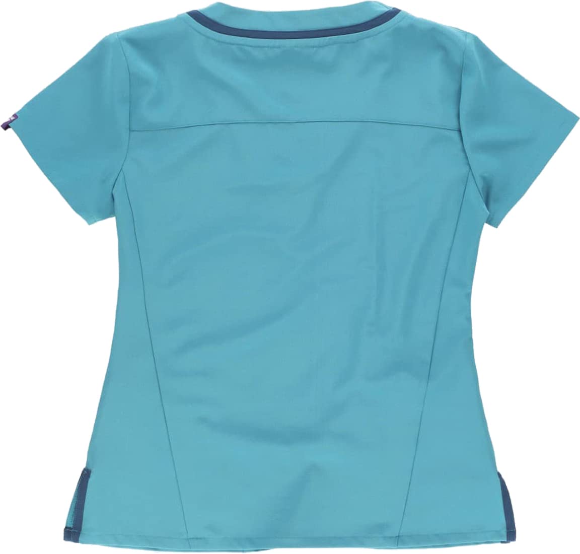 Work Team Workteam Casaca Sanitaria Mujer Manga Corta, Tejido Elástico Cuello a Pico Combinado. Camisa Médico, Enfermera, Dentista, Estética, Veterinaria. Mujer Turquesa+Azafata L