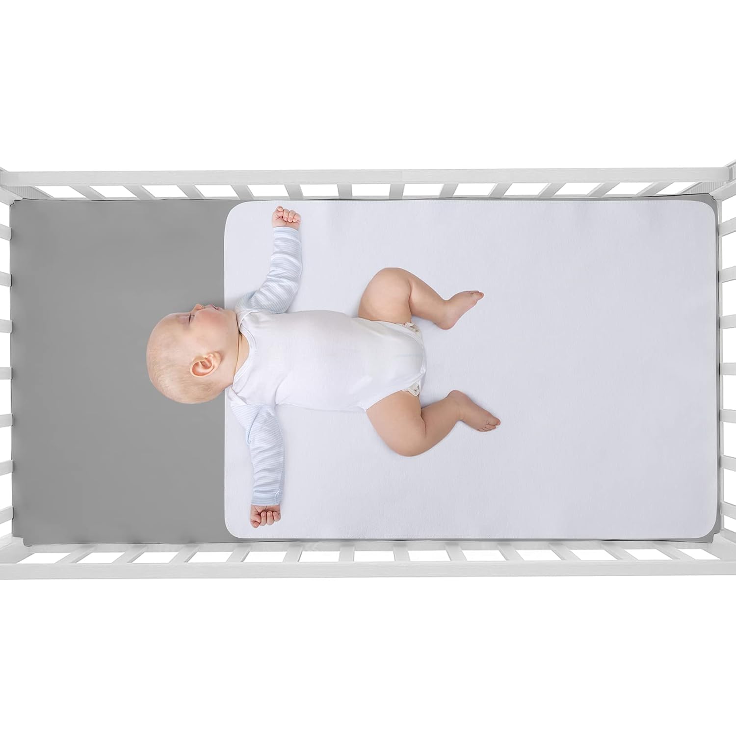 NANAN Crib Mattress Protector Pad 100% Flannel Cotton Waterproof Reuasble Wetting Incontinence Pad Mat for Baby Crib Toddler Standard Mattress 27″ ×39″