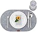 mokinu® - 6er Filz Tischset inkl. Glas-Untersetzer - Premium Platzdeckchen, Set für 6 Personen, Design Platzset oval, abwaschbare Tischuntersetzer hellgrau