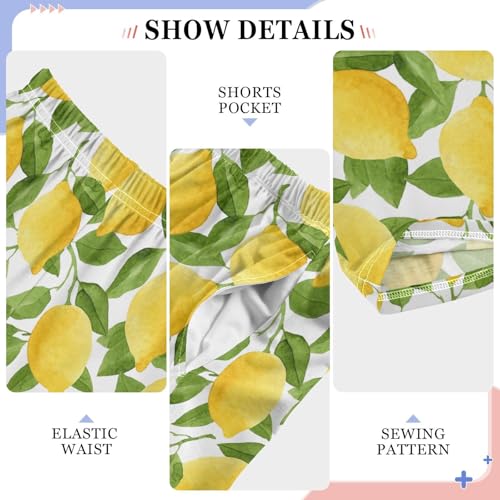 ZZXXB Lemon Fruit Print Boys Long Pants Soft Trousers Elastic Waist Kids Lounge Bottoms with Pockets S-XL4