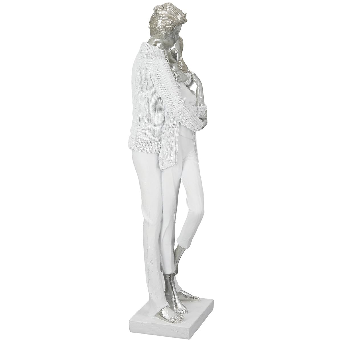 GILDE Escultura de Resina Blanca Mate metálica, par, 46 cm de Alto, 15 cm de Ancho, 13 cm de Profundidad