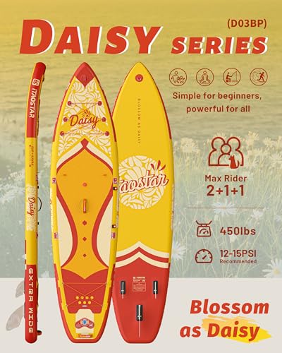 Image of iTAOSTAR Daisy 11'6' x 35 inch Extra Wide Paddle Board with Seat, One-Stop Premium SUP Board Accessories, Tailored 5 Fins, Stable Stand Up Paddle Boards for Youth of All Skill Levels