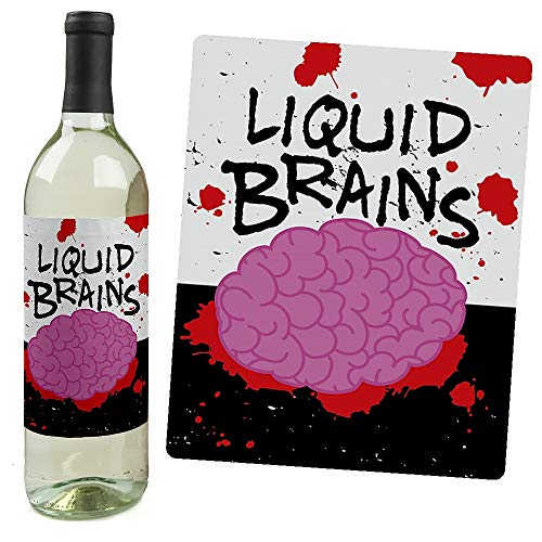 Decoraciones de fiesta de Halloween: 4 etiquetas de Zombie Zone para botellas de vino de adultos 3