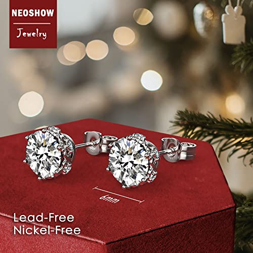 18k White Gold Plated 925 Sterling Silver Pure Brilliance Cubic Zirconia Stud Earrings Round Cut Simulated Diamond CZ Stud Earrings Fine Jewelry for Women Men2