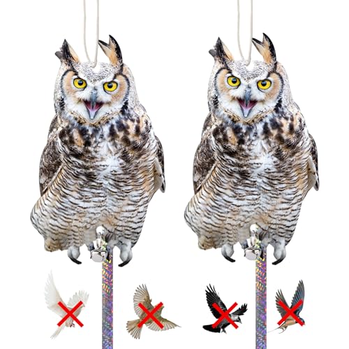 Vogelschreck Vogelabwehr für Balkon: Taubenabwehr Taubenschreck Vogelscheuche Pappe, 2 Stück Eulen Attrappe Vogel Abschreckung Tauben Vertreiben Spatzenabwehr Mit Vogelabwehr Band Garten Fenster
