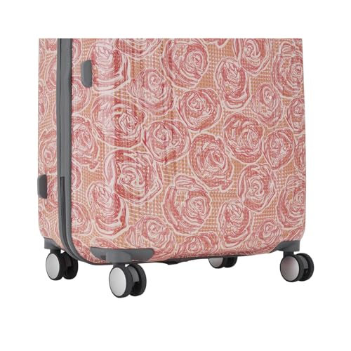 Image of Genie Rose 55cm Trolley Bag,Hard Side 8 Wheel Cabin Luggage- Pink, Printed, Travel Bag for Women