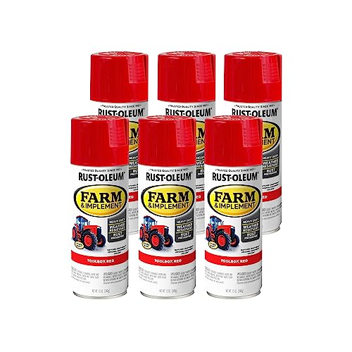Image of Rust-Oleum 350444-6PK Farm & Implement Spray Paint, 12 oz, Toolbox Red, (Pack of 6)