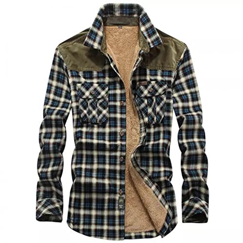 Misaky Men's Casual Outdoor Rugged Long Sleeve Fleece Sherpa Lined Plaid Work Flannel Shirt Jacket