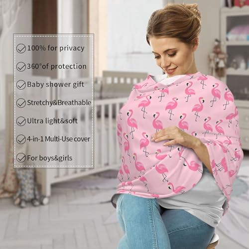 Image of Flamingo Baby Stuff Car Seat Cover for Baby,Mom Nursing Breastfeeding Covers,Multi-Use Car Seat Canopy Carrier Cover,Stroller Cover Newborn Shower Gift for Boys Girls