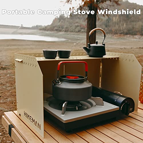 HIKEMAN Faltbarer Windschutz Campingkocher - Gaskocher Windschutzscheibe Outdoor Campingkocher Windschutzscheibe Windblockade für Camping Picknick BBQ (Schwarz)