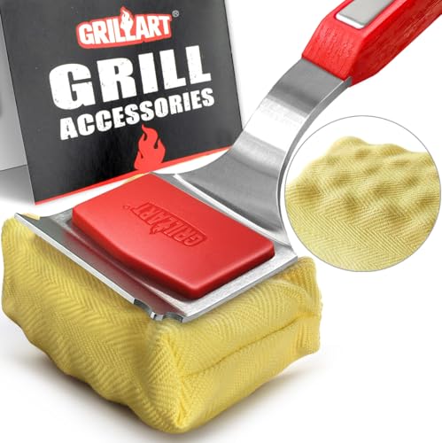 GRILLART Grill Brush Bristle Free. SteamWizards BBQ Replaceable Cleaning Head, Unique Seamless-Fit Scraper Tool for Cast Iron/Stainless-Steel Grates, Safe Barbecue Grill Cleaner-Red by GRILLART - Used condition - US$56.95