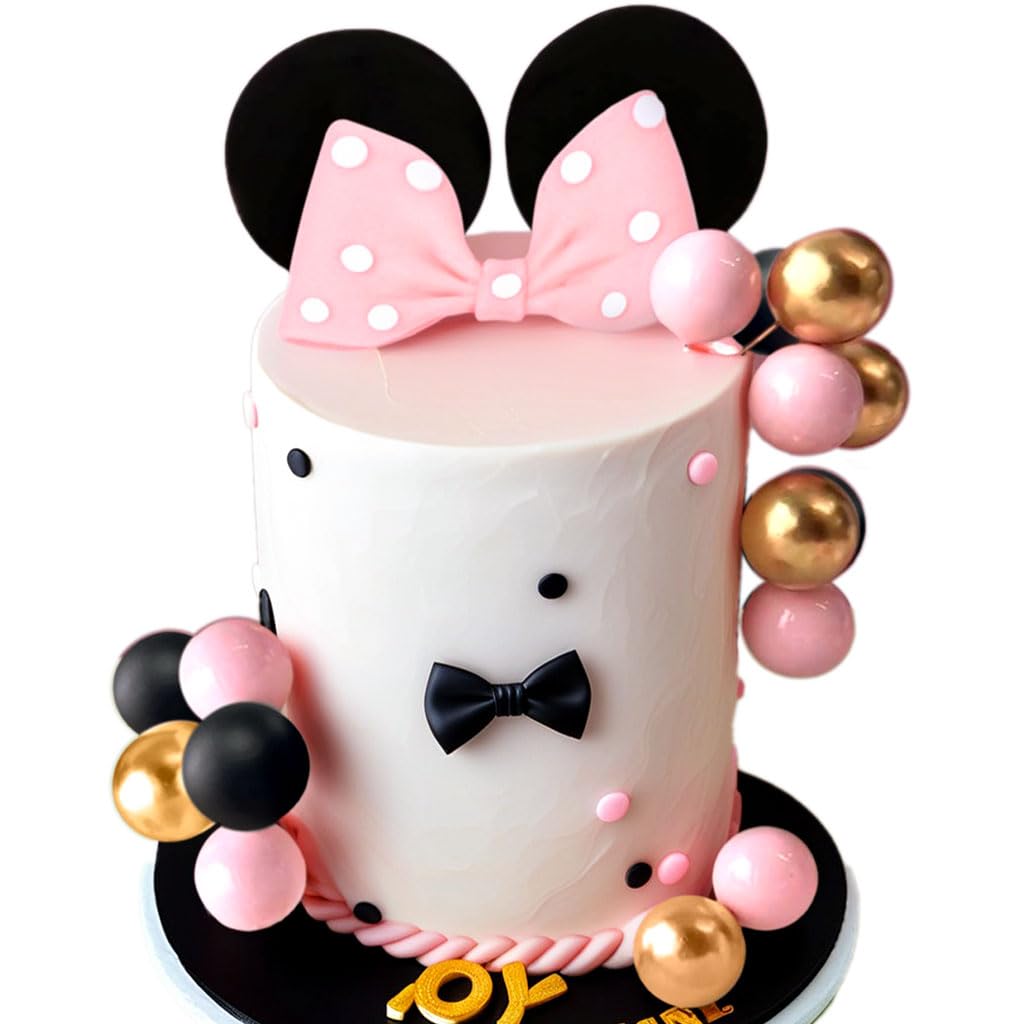 Muis taarttopper roze boog oren taartdecoraties voor meisjes verjaardag babyshower feestbenodigdheden