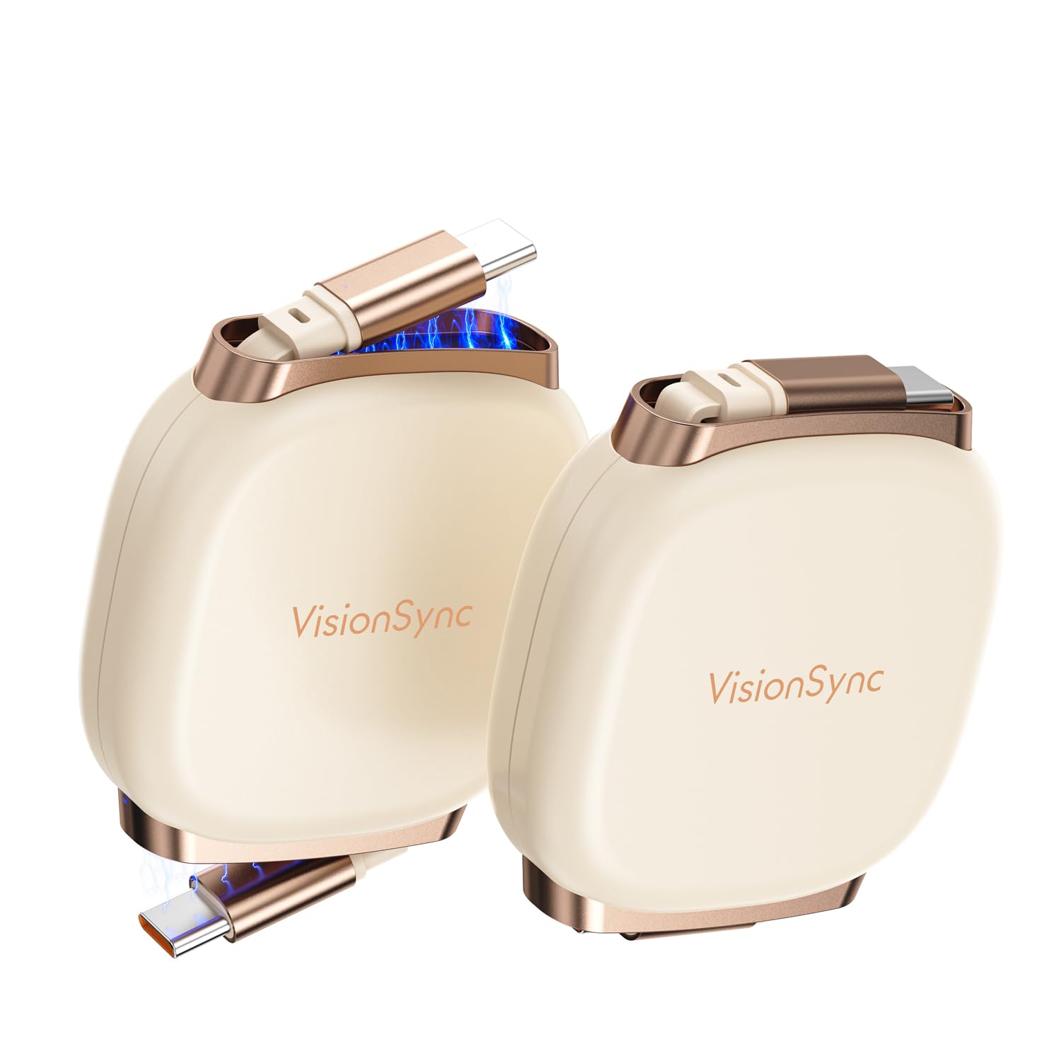 240W USB C to USB C Cable,PD3.2 Retractable USB C Cable with Magnetic Slot for Travel,Car,5 Preset Length,Fast Charging for iPhone 17/16/15,iPad,MacBook,Galaxy S25/24,Beige,3.3ft,2pack