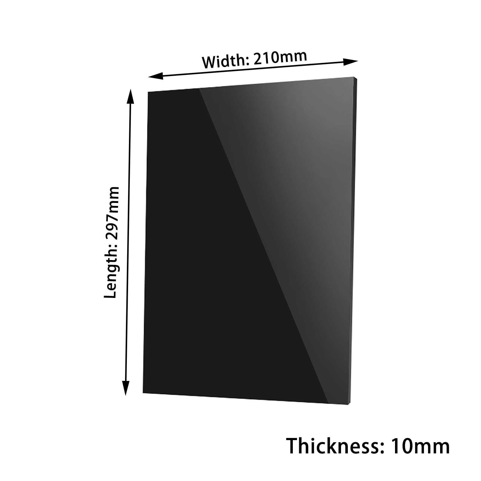 Acrylplatte aus Kunststoff, Acrylplatten Schwarz 297 x 210 mm, verschiedene Stärken(Thickness: 10mm)