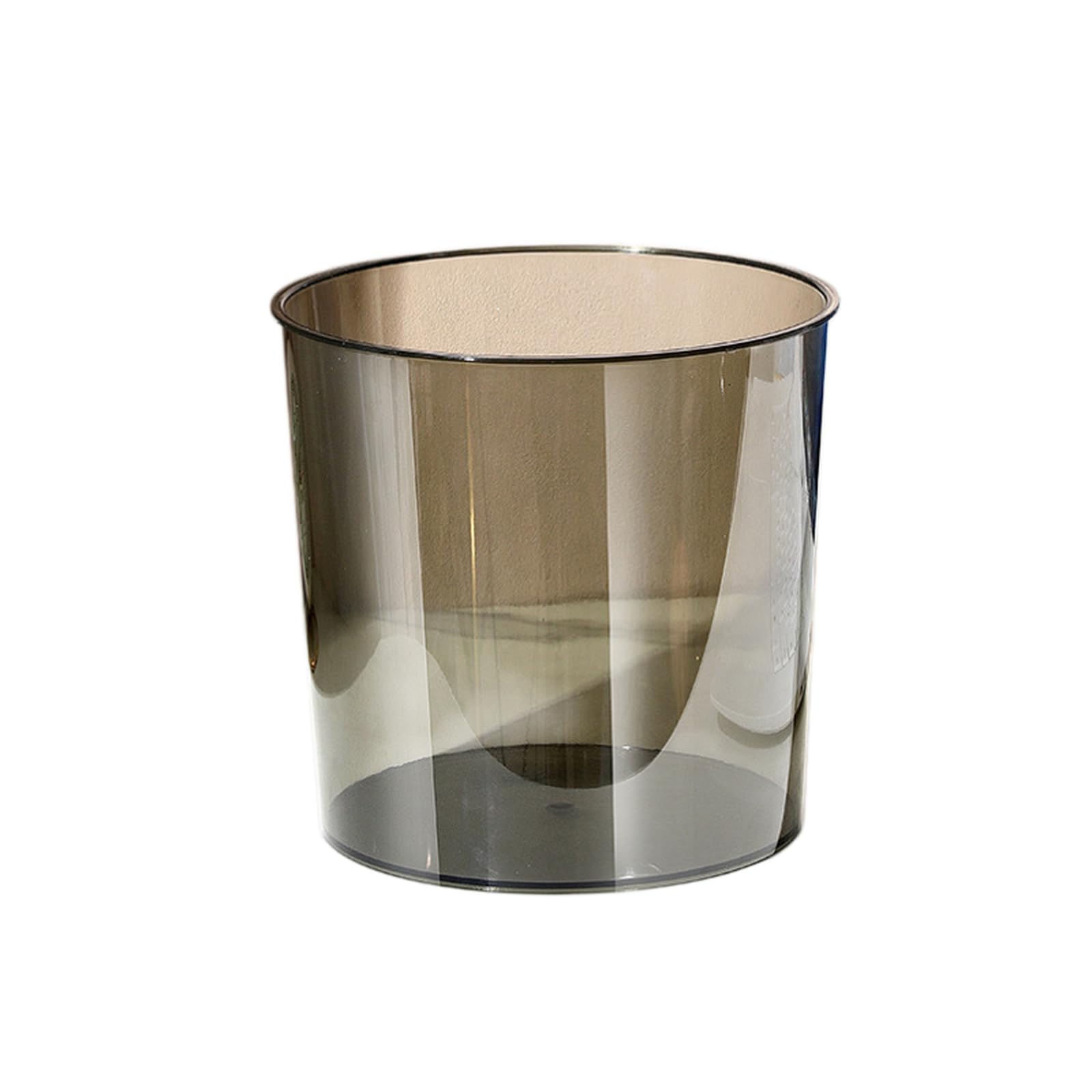 Generico Mini cestino da tavolo, in plastica PET trasparente con apertura superiore, piccolo cestino rotondo per ufficio, camera da letto, cucina e casa (grigio fumo/trasparente)