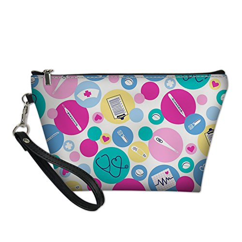 Alemiu Fashion Nurse Bag PU Leather Washroom Waterproof Hanging Storage Bags Women Travel Makeup Cosmetic Pouch Zipper Bag Handbag Purse