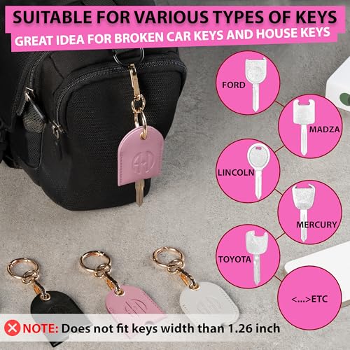 Image of Leather Keys Sleeve for Broken Car Key Loop Replacement, Keychain Cover Cute Protector and Holder for Men, Women