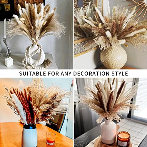Wertuirk 135Pcs Dried Pampas Grass Decor, Boho Home Decor, Mini Bunny Tails Dried Flowers, Fluffy Pompous Grass Bouquet Bulk For Wedding, Table, Rustic Party, Baby Shower Decorations #TOP5