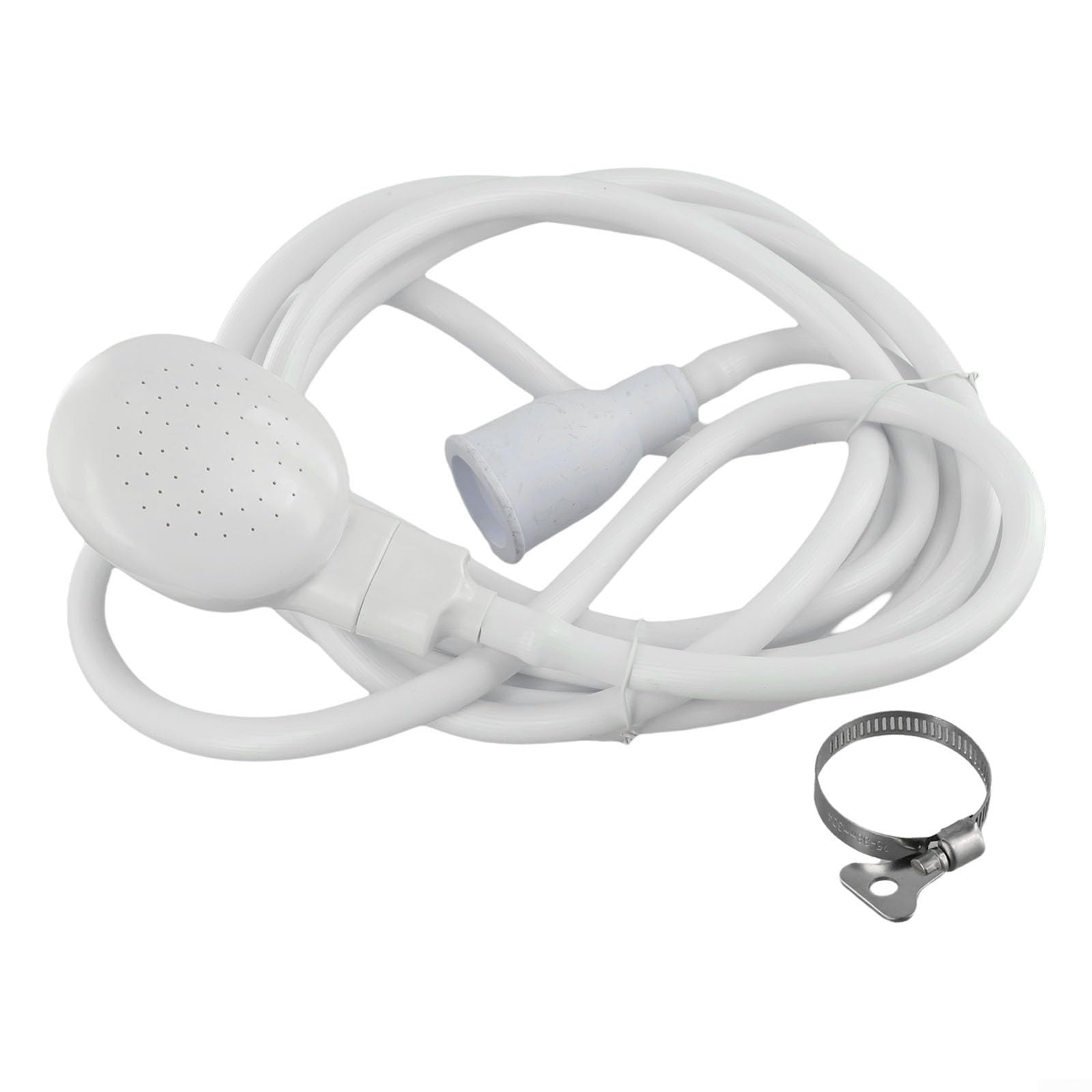 Juego de manguera de ducha y cabezal de 2 m para mezclador de baño de un solo grifo, sellado hermético con conectores de goma, ideal para personas y mascotas, accesorio de rociador de ducha blanco
