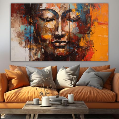Image of Spacter art Lord Buddha Wall Painting for Living Room Big Size - Meditating Gautam Buddha Painting Wall Decor Peaceful Art for Bedroom, Office, Hotels & Gifting - Wooden Framed (30x60 inch)