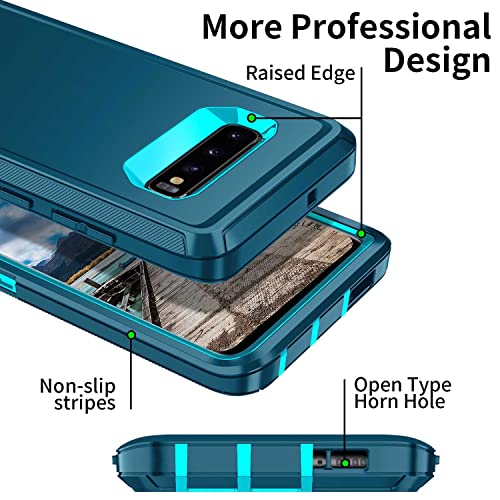 Mieziba Galaxy S10 Heavy Duty Case: Shockproof, Dust/Drop Proof, 3-Layer Protection, Durable, 6.1 Inch - Turquoise #TOP3