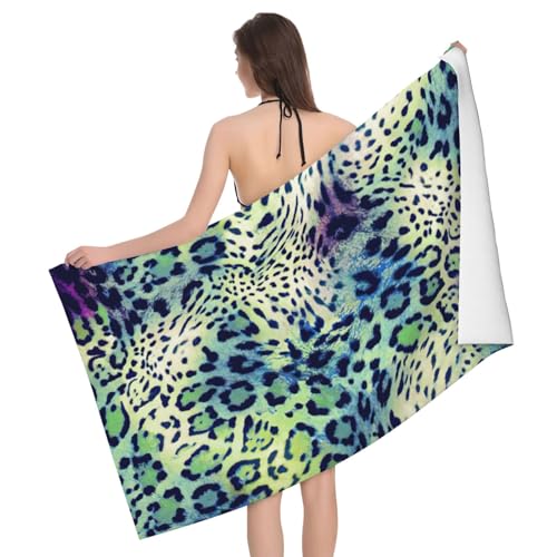Serviette de bain microfibre léopard vert 81x132 cm pour douche - 2