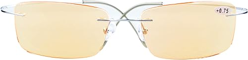 CessBlu Gafas de filtro de luz azul UV sin montura Gafas de computadora de titanio hombres lectura