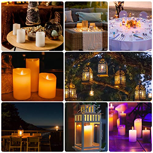Image of Enpornk Waterproof Flickering Flameless Candles, Set of 12 Battery Operated Candles (D2.2'' x H4''5''6''7 inch), Outdoor Indoor Candles with 10-Key Timer Remote, Long Lasting