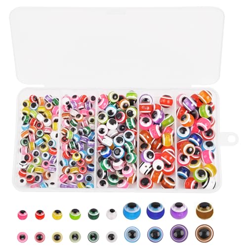 Fishing Beads Fish Eye Beads Kit Assorted Mixed Colors Fishing Line Bead 5mm 6mm 8mm 10mm Round Lure Eyes for Rigs Lure Making Supplies Saltwater Freshwater