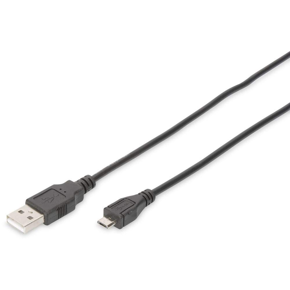 DIGITUS USB 2.0 Anschlusskabel - 1.8 m - USB A (St) zu USB Micro B (St) - 480 Mbit/s - Blister - Schwarz