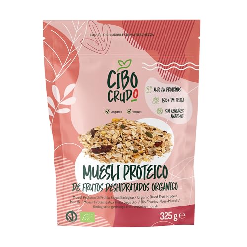 Muesli de Frutos Secos sin Azucar - 325g. Muesli con Copos de Avena Copos de Centeno y Coco con Granos de Avellana Semillas de Calabaza Anacardos Granos de Cacao en Trozos Almendras y Pecanas.