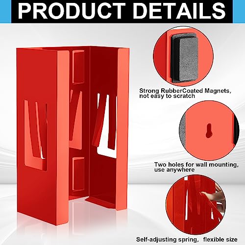Image of Lounsweer 2 Pcs Magnetic Gloves Dispenser Holders Wall Mount Boxes of Gloves Commercial Quality Towels Wipes Paper Tissue Box Holder Kitchen Fridge Office Workshops Garage Tool Hospital (Red)