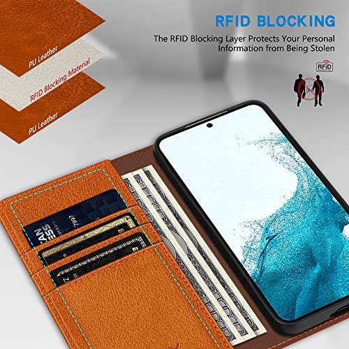 Image of ZZXX for Galaxy S23 Plus Wallet Case Strong Magnetic 6.6 inch,Brown