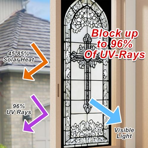 Película de ventana decorativa con diseño gótico de cruz miniatura 4