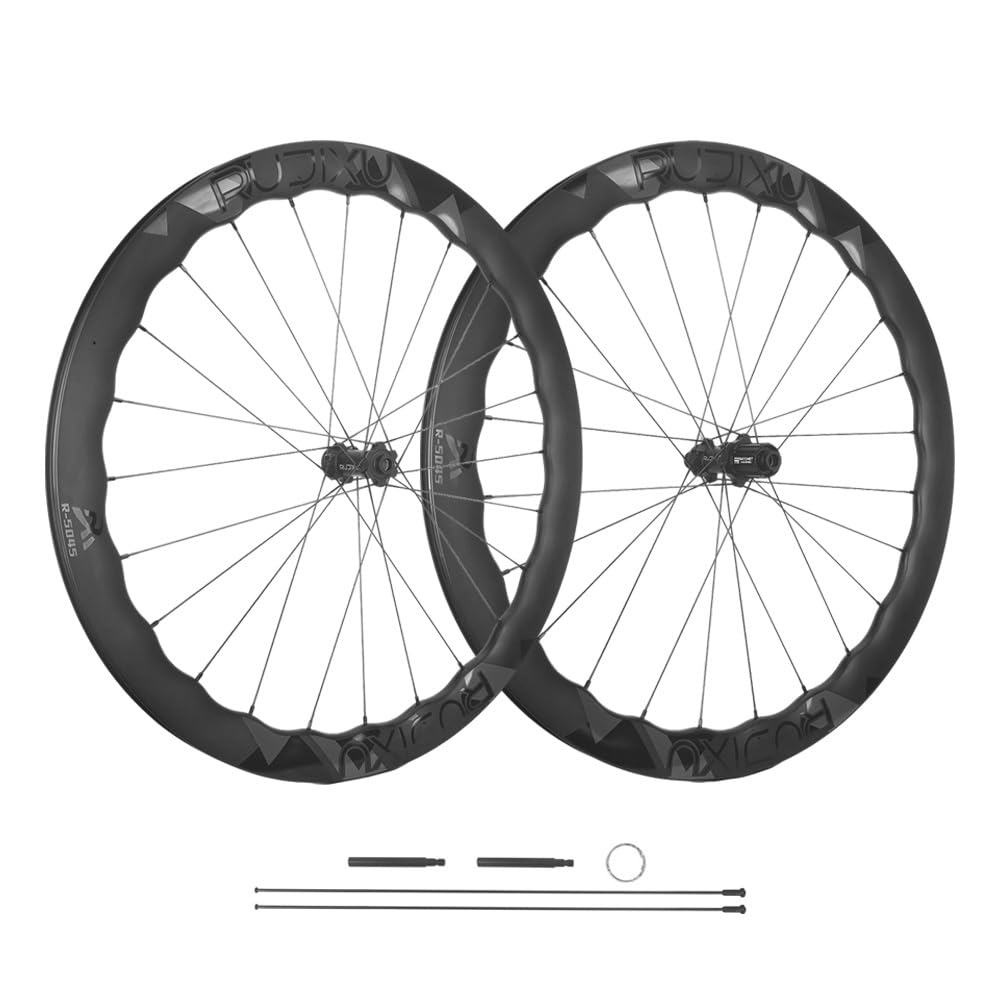 700c Disc Brake Wheel Set 5045mm Carbon Road Bike Wheelset Tubeless Ready Cycling Wheel Thru Axle 12 * 100/142mm Sealed Bearings HG/XDR 36T Ratchet(HG)