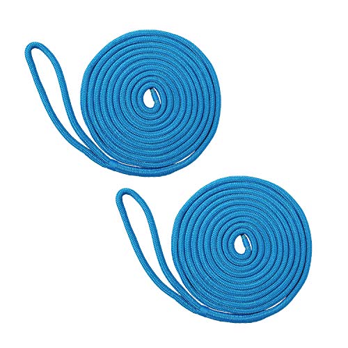 NovelBee 2 Pack of 5/8“x 30’ Double Braid Nylon Dockline,Mooring Rope Dock Line,Working