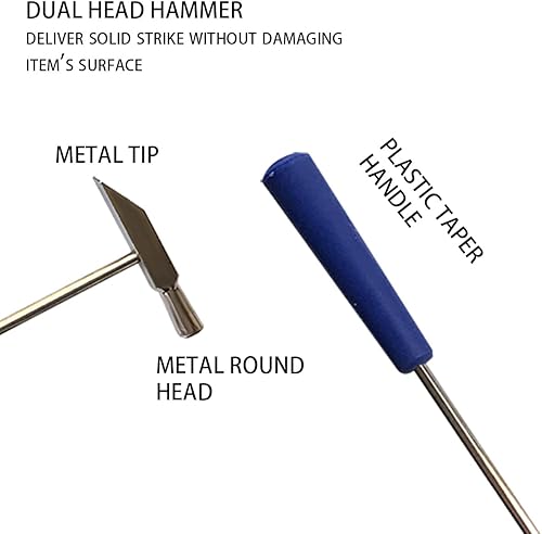 Miniatura 8 de Martillo pequeño de doble cabeza, 7 pulgadas, cabeza de plástico y cabeza de metal, agarre de plástico negro, mazo de joyería de doble cara, mini