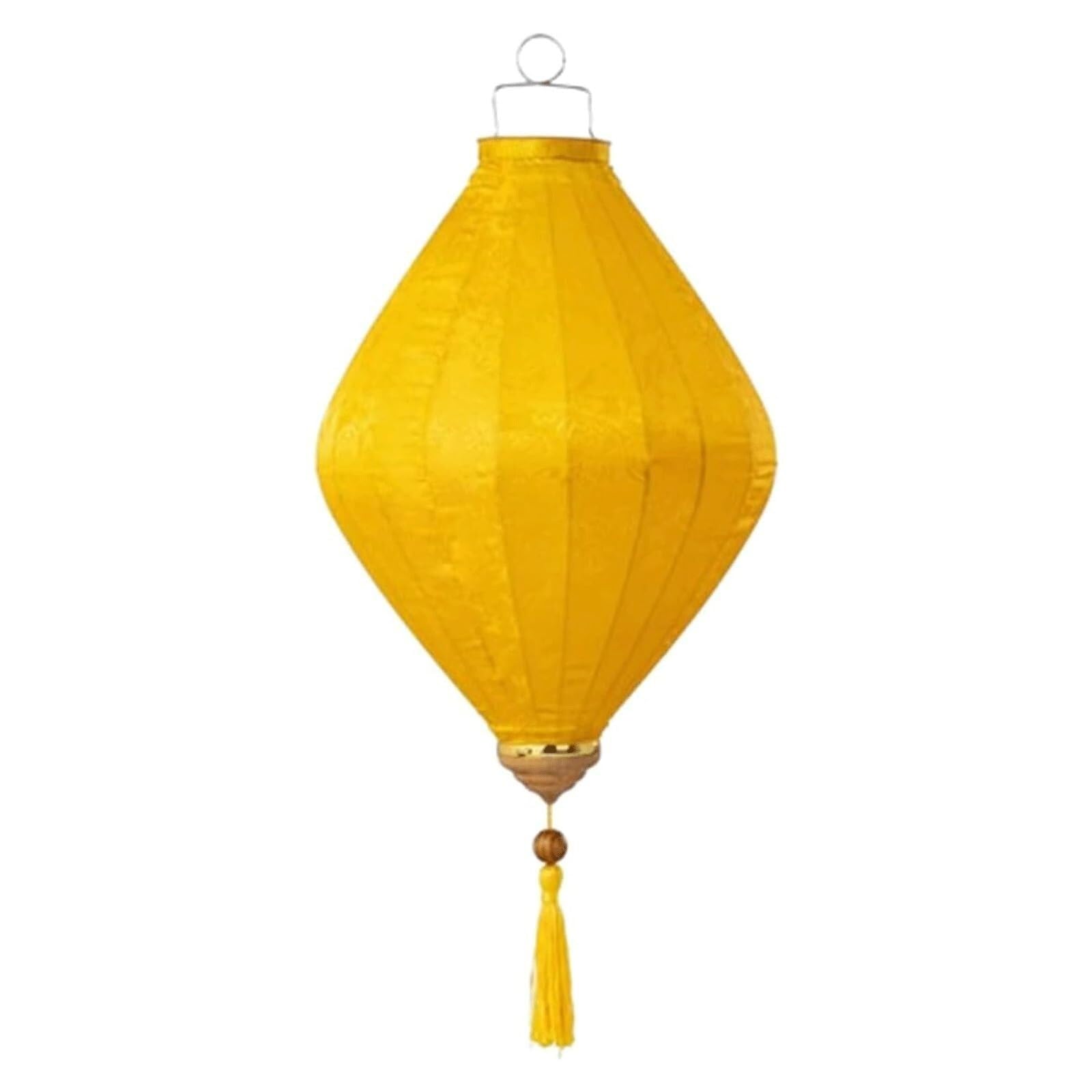 Asian lantern, Vietnamese Oval Silk Lantern Chinese Japanese Decorative Jacquard Hanging with Tassel for Wedding Party Decoration(Yellow,14 Inch)