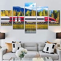 SIGNWIN 5 Panel Canvas Wall Art Modern Art Cars Edgy Industrial Mixed Media Multicolor Transportation for Home Decorations Ready to Hang - 60