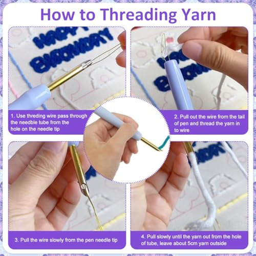 Image of PATPAT 20x20CM DIY Tufting Art Craft Kit Cute Punch Needle Kit Embroidery Kit for Beginners DIY Hoop Embroidery Kit with Embroidery Punch Needles, Hoop, DIY Art Kit Gift for Kids Adults
