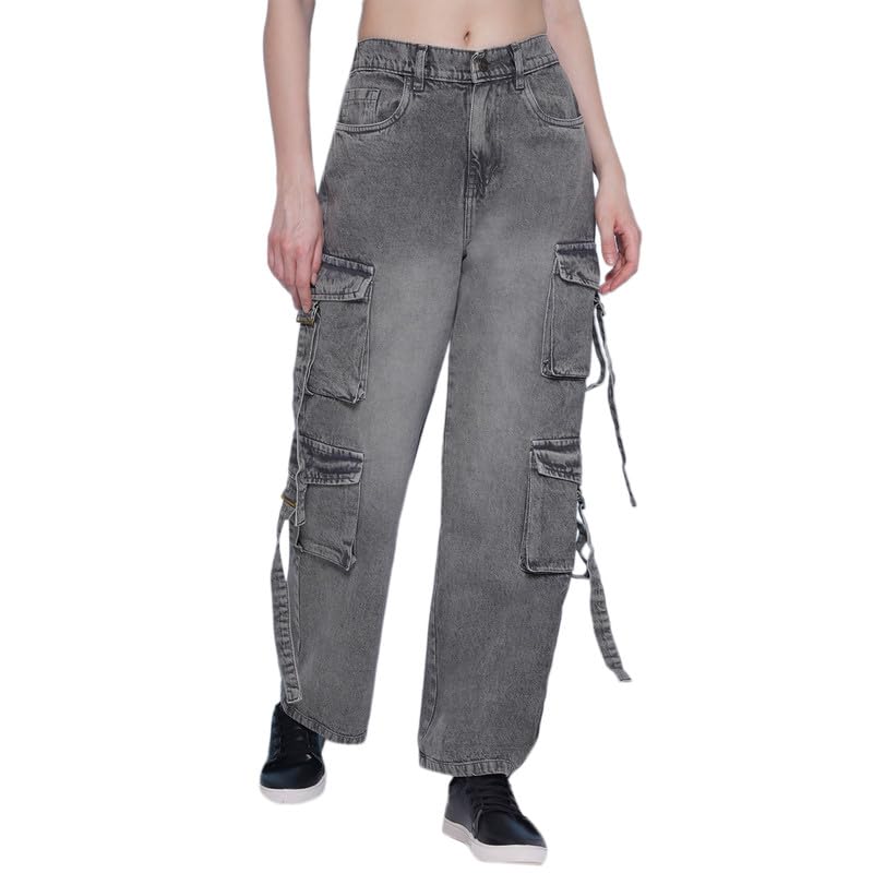 puella Grey Cargo Jeans for Women & Girls with 8 Pockets – Trendy & Stylish-picture-13
