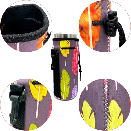 Image of Wanty Neoprene 20 Oz Insulated Water Drink Bottle Cooler Carrier Cover Sleeve Tote Bag Pouch Holder Strap for Climbing Cycling and Running Outdoor Activities