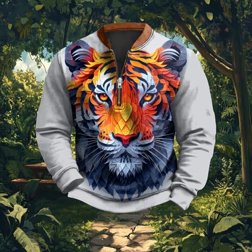 MARSVOVO Graphic Hoodies For Men Cool Patterns Long Sleeve Loose Fall Crewneck Sweatshirt Baggy Quarter Zip Pullover Men2