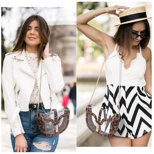 Clear Crossbody Bag for Women Stadium Approved- Vegan Leather See-Through Purse with Zipper, Stylish PVC Studded Should Bag4