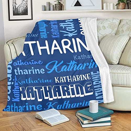 Personalized Blanket for Kids Adults Personalized Name Blanket Custom Blanket with Name Personalized Gifts for Christmas Birthday Valentines Day Mothers Fathers Day (Dark Blue, 40"x50")