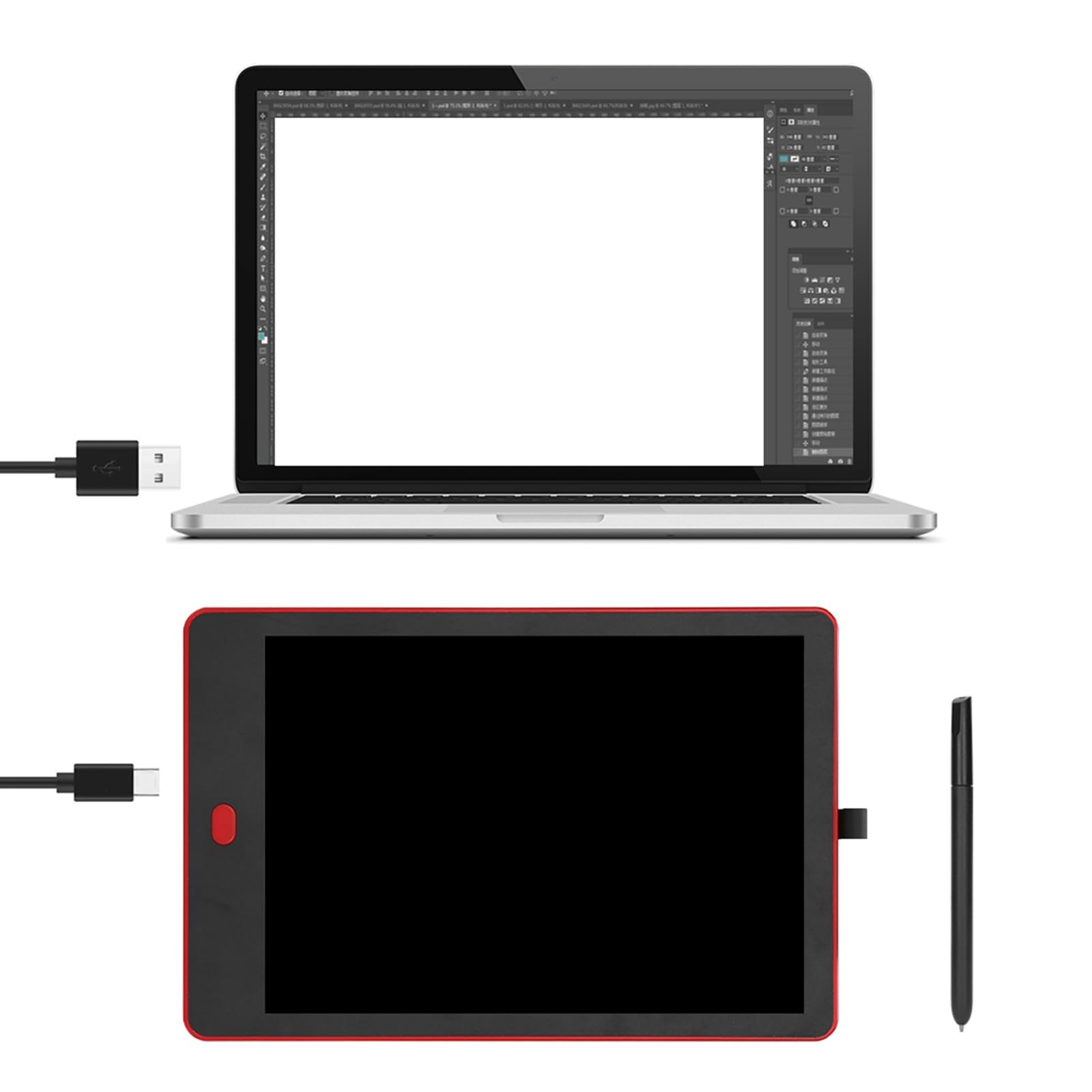 Tavoletta Grafica con Schermo, Tavoletta Grafica LCD LED a Doppia Faccia con Penna, Blocco da Disegno Digitale Compatibile con Android 6.0, ios13.3 e versioni successive,